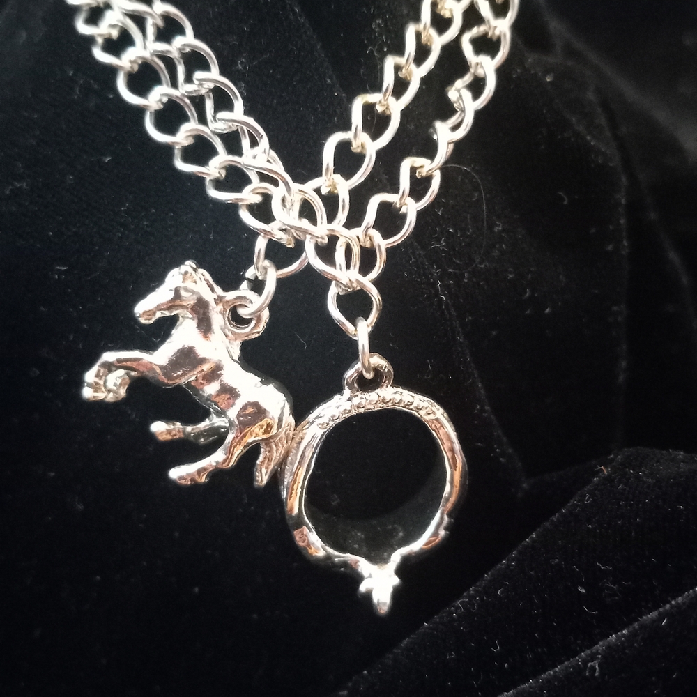 Kids Silver Horse And Princess Crown Charm Bracelet